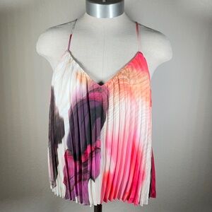 Express Pink and Red Pleated Women's Cami Blouse Top